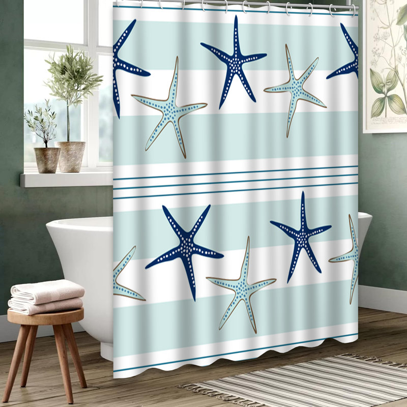 Rideau de douche 12 rayures Coastal Starfish, L 72 po x l 72 po