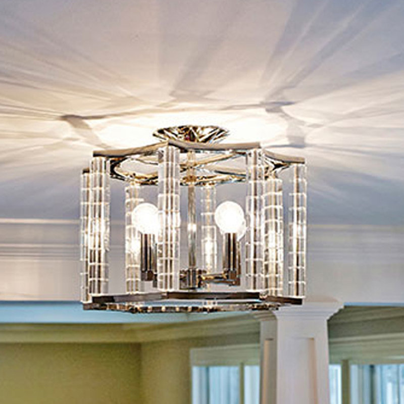 Hillegierd 4 - Light 16" Chandelier Style Geometric Semi Flush Mount