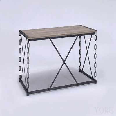 Rustic Oak & Antique Black Finish Writing Desk