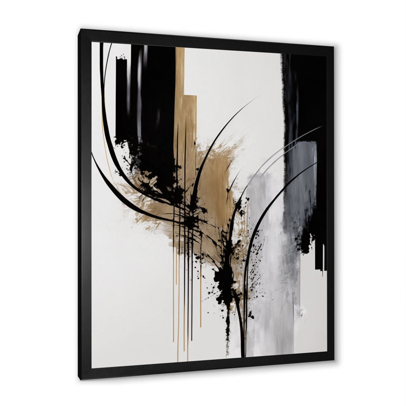 Avetik noir et blanc Expression II - art mural moderne sur toile, H 20 po x l 12 po, Toile avec cadre photo, Noir