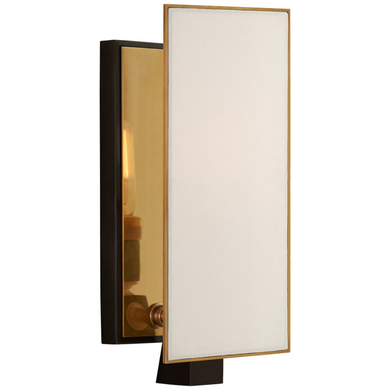 Thomas O'Brien Albertine 1 - Light Armed Sconce, Linen Diffuser, Antique Brass