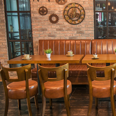 Nordic Retro Simple Restaurant Cafe Benches Faux Leather Upholstered Bench