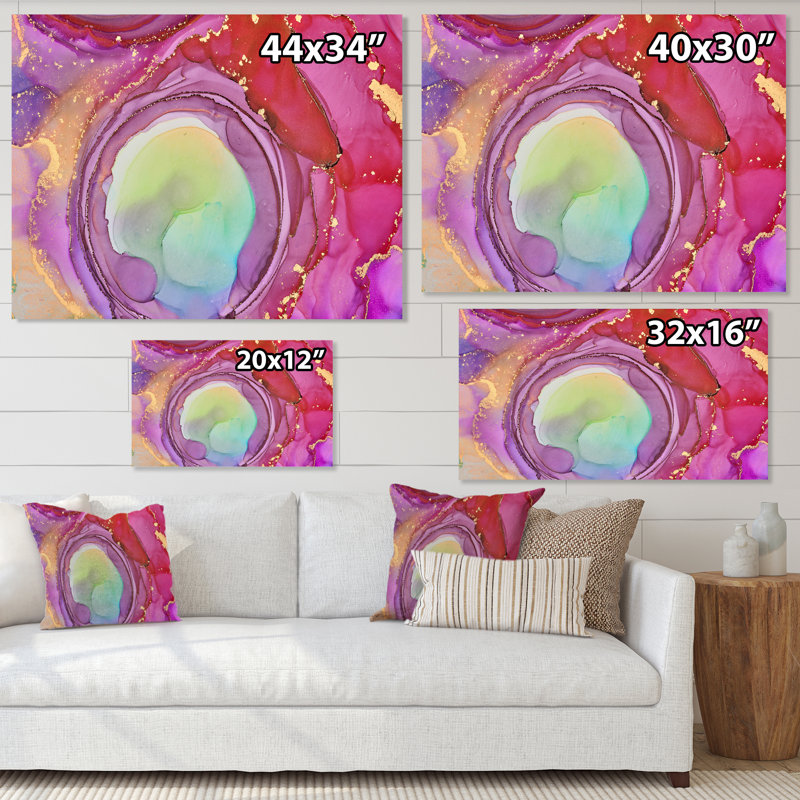 Mauve luxueux abstrait fluide VII - peinture sur toile, H 34 po x l 44 po, Toile tendue