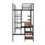 Metal Loft Bed with Desk and Shelves, Space - Saving Multifunctional Bed Frame