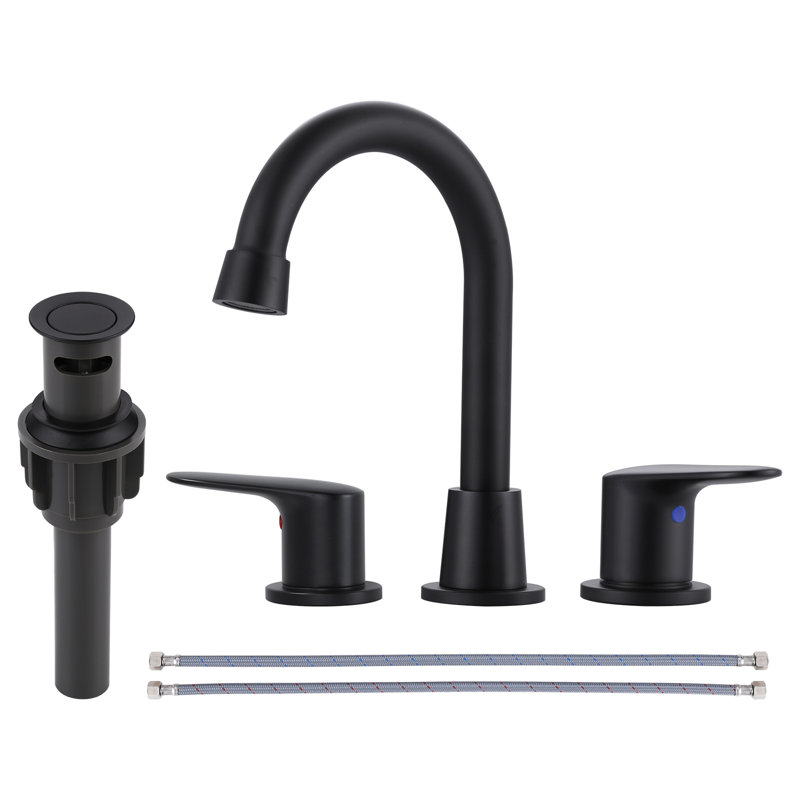 Matte Black Double Handle Widespread Bathroom Faucet
