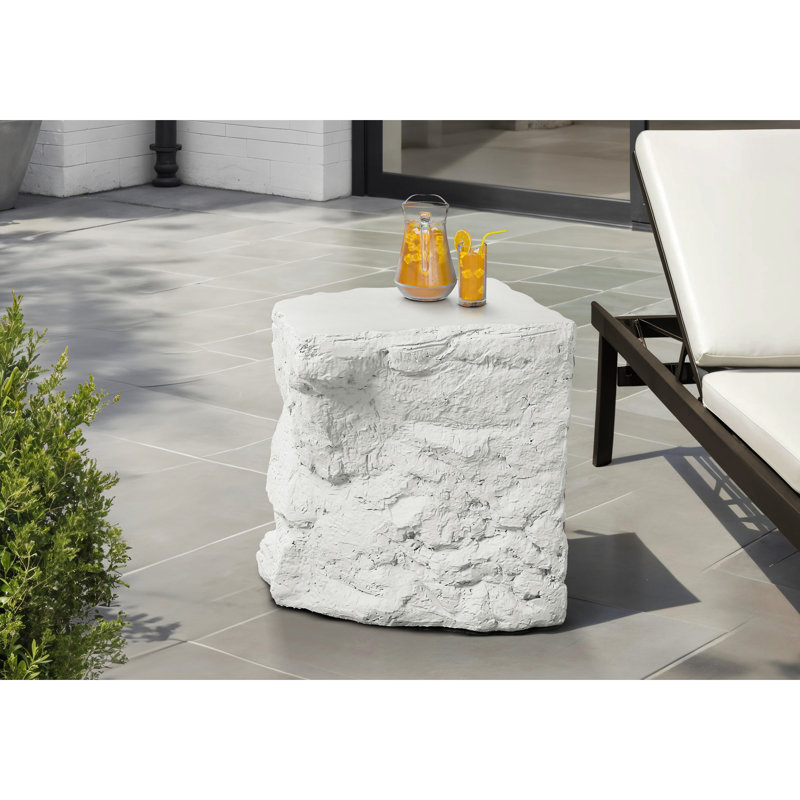 Table d'appoint moderne de 25 po de hauteur, idéale pour la chambre à coucher ou le salon, comme table d'appoint fabriquée à partir d'oxyde de magnésium en blanc, table de chevet avec un design peu encombrant et résistant aux intempéries