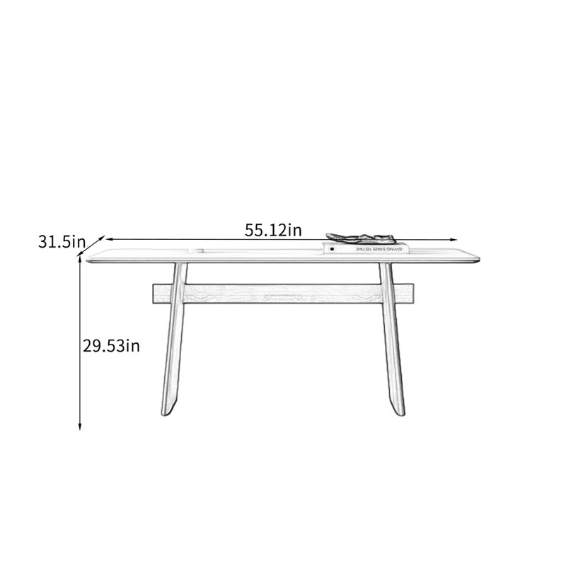 Table de salle à manger Nordic Wabi-Sabi Slab., H 29,53 po x L 55,12 po x l 31,5 po