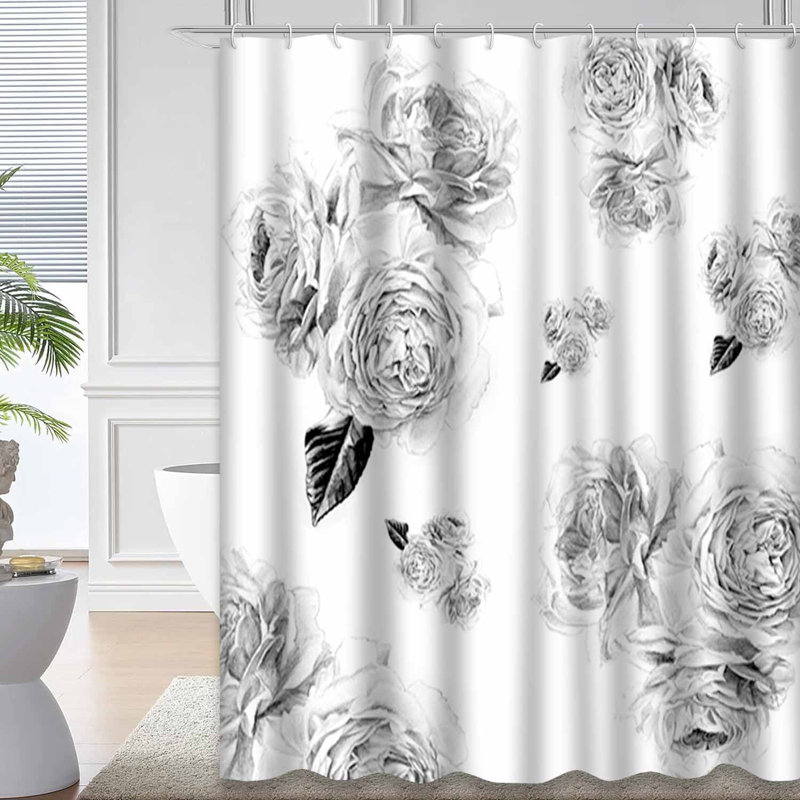 Rideau de douche noir avec 12 crochets, 72" L x 72" W