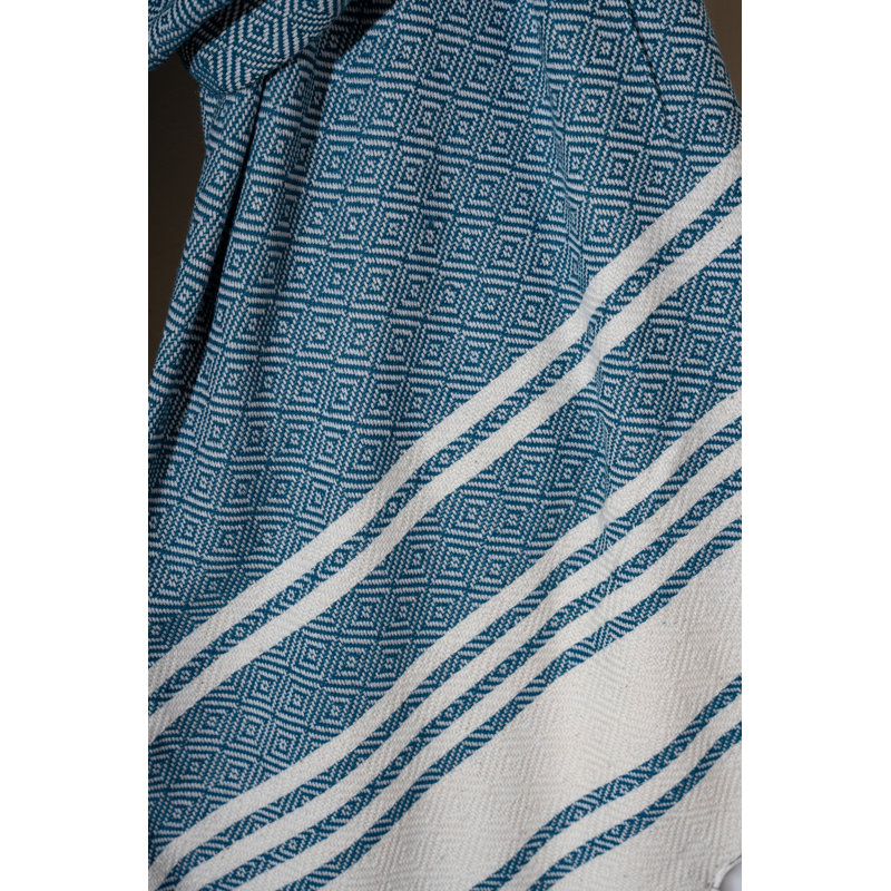 Soft Indigo Blue Fouta Beach Towel, 60% Cotton & 40% Polyester, 35.4 x 66.9 inches | Lightweight 6.3 oz/sq yd Fabric, Machine Washable at 86°F | Perfect for Beach, Pool, and Spa Use, Quick-Drying & Stylish Design
