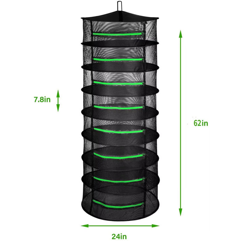 Séchoir à herbes à 8 couches avec fermeture à glissière et crochet, filet de séchage pliable, sécateur à main jaune 6,5 pouces avec pales droites en acier inoxydable