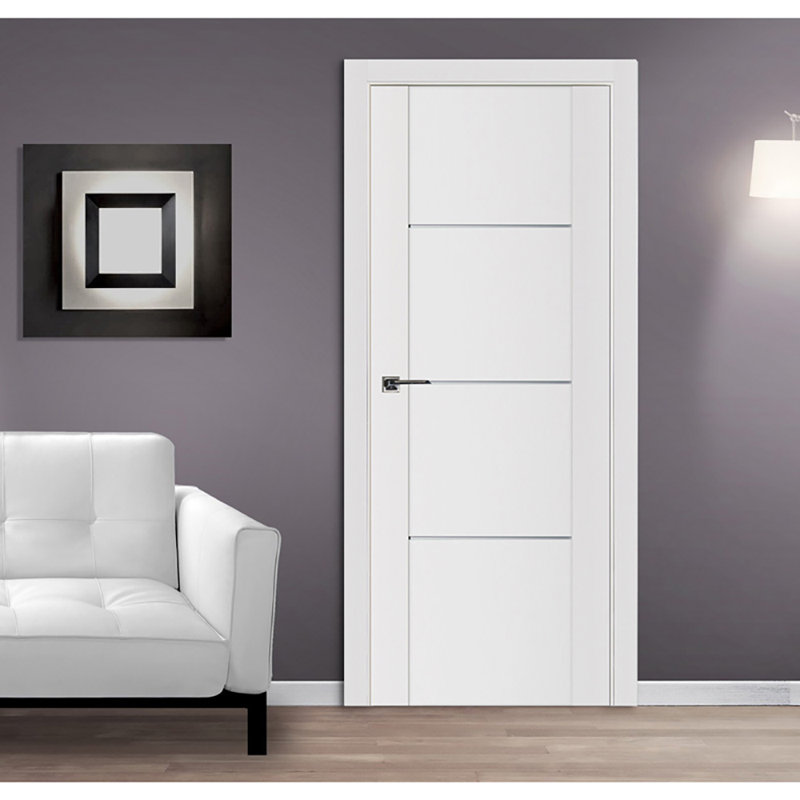 Porte intérieure moderne laminée blanc doux Stile 006, 18 po x 96 po
