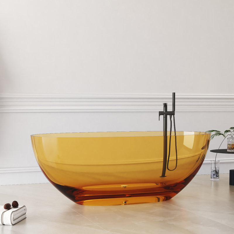 Baignoire de trempage autoportante à surface solide de 61 po Forma, Jaune transparent