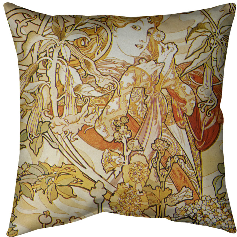 Coussin alphonse mucha femme avec un oreiller en série euro, Faux lin
