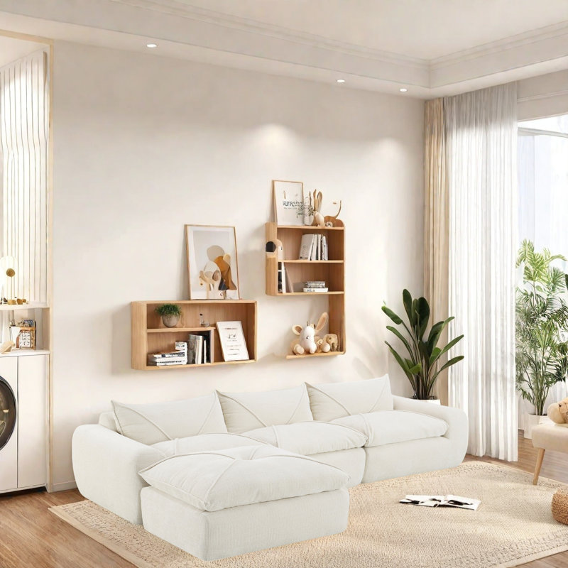 Canapé à assise extra large de 28 po avec coussin épais de 12,6 po Boneless, Blanc