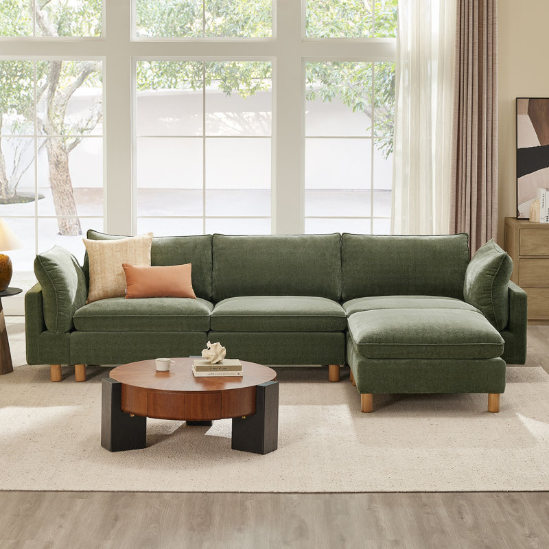 Canapé modulaire 4 pièces l 126,8 po Solena , Polyester vert