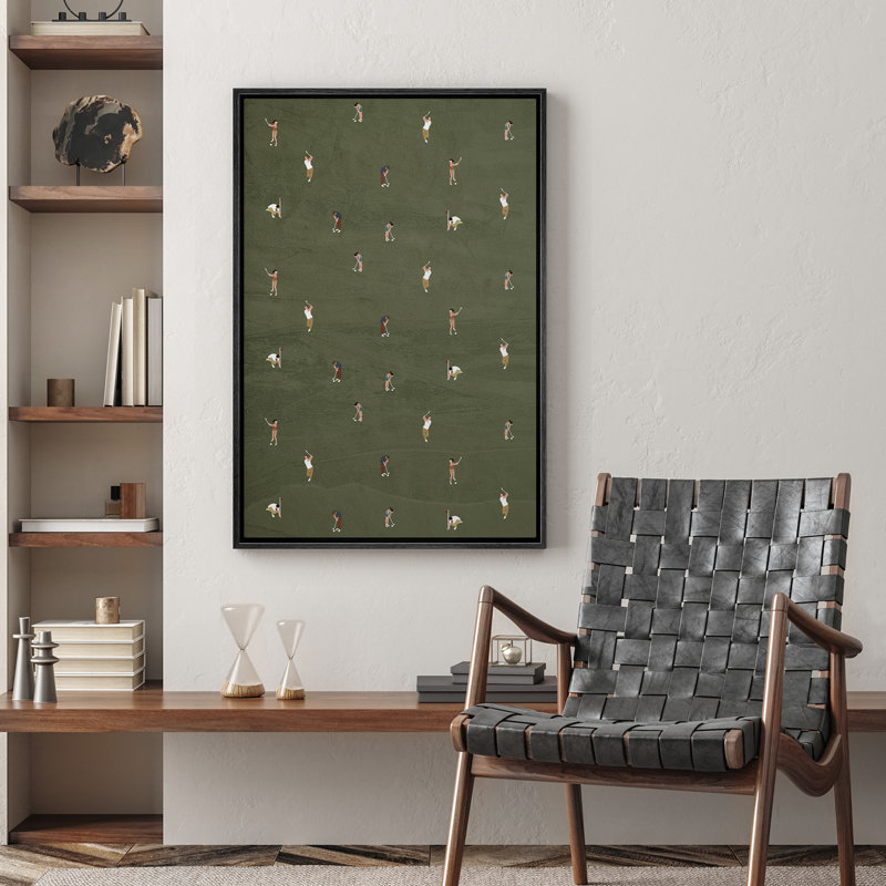 Reproduction d'art sur toile encadrée "jouer au golf", Noir, noir, noir, noir, H 24 po x l 16 po