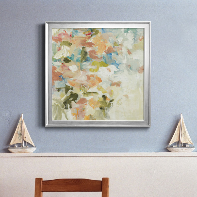 Floral Blush IV - Reproduction d'art sur toile encadrée, H 17,5 po x l 17,5 po x P 1,5 po, Cadre en érable