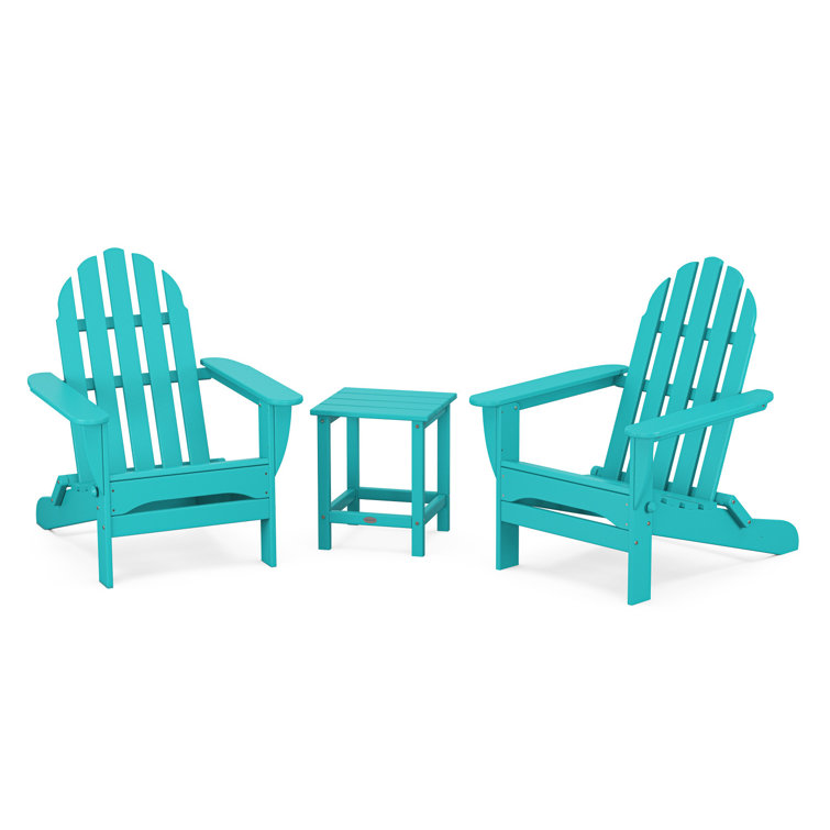 Classic Folding Adirondack 3-Piece Set with Long Island 18" Side Table
