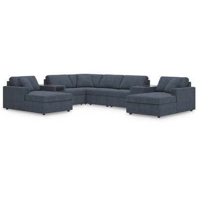 Braintree 8-Piece Double Chaise Sectional With Audio And Storage Consoles