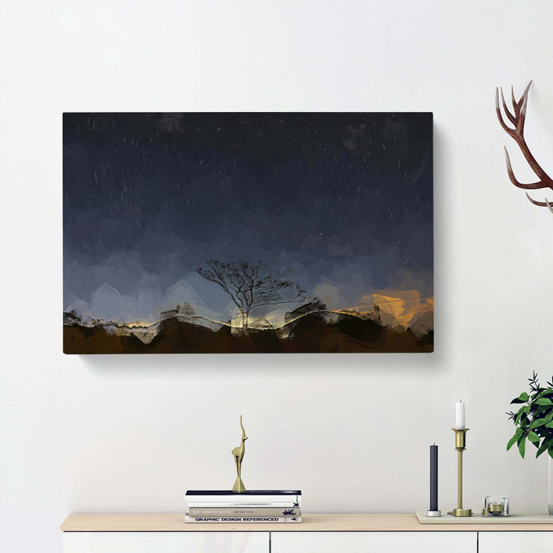 Stars Above The Tree In South Korea In Abstract - Wrapped Canvas, 40cm H x 60cm W x 3cm D