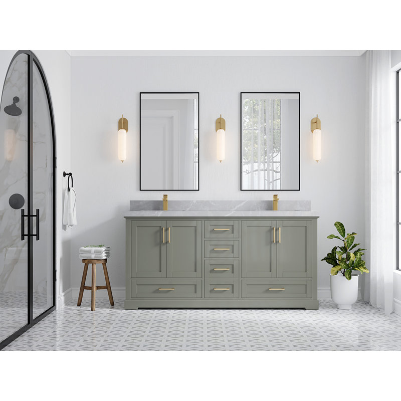 Ensemble de meuble-lavabo double 72 po Esin, Gris