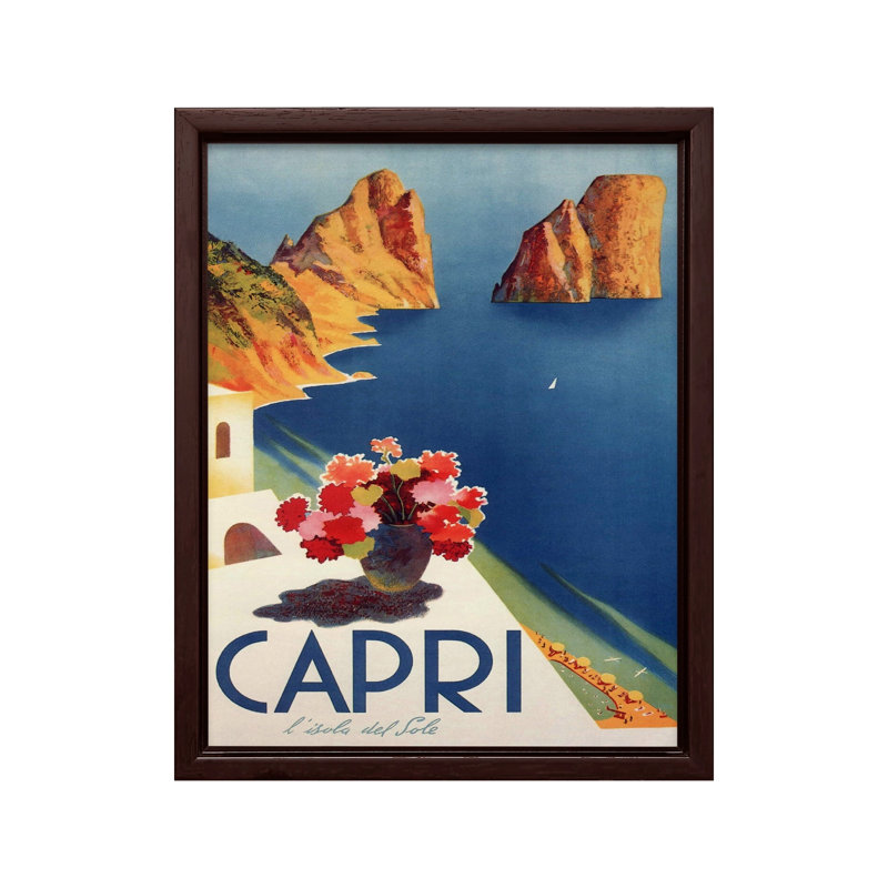 Île de Capri, Canevas, H 12 po x l 16 po, Encadrement brun