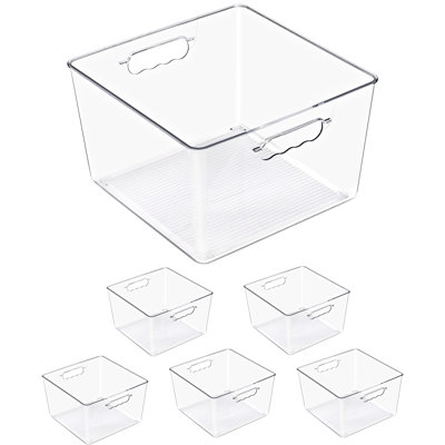 Grands bacs de rangement empilables carrés Sorbus avec poignées - pour rangement, garde-robe, tablette et rangement, paquet de 6