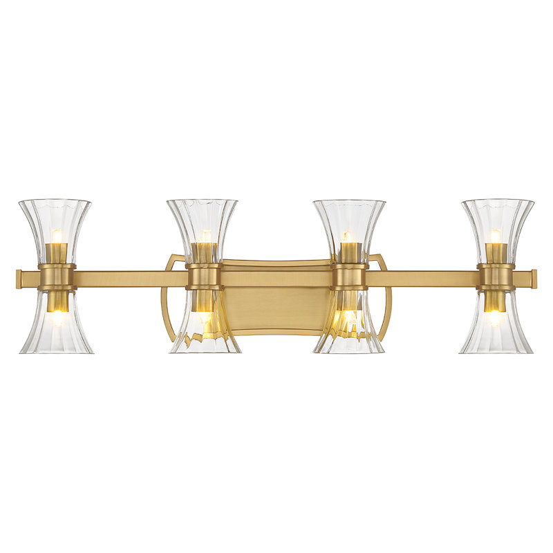  Bennington 8-Light LED Bathroom Vanity Light in Warm Brass, 8.75" H x 32" W x 32" D, 8 Lights