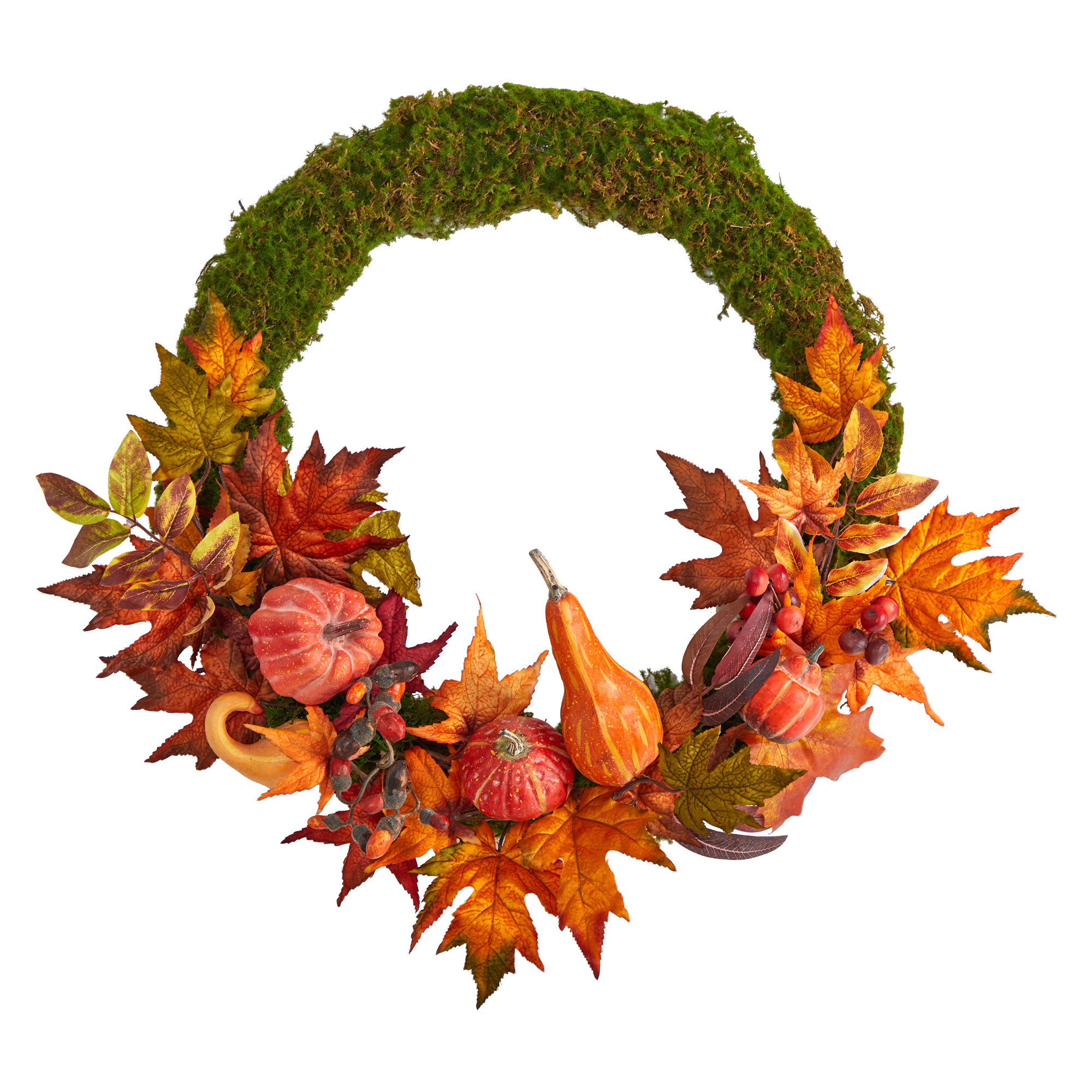 Primrue 20In. Autumn Pumpkin, Gourd And Fall Maple Leaf Artificial