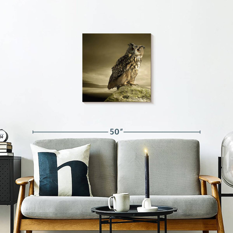 Brampt Owl On A Rock, 20" H x 20" W