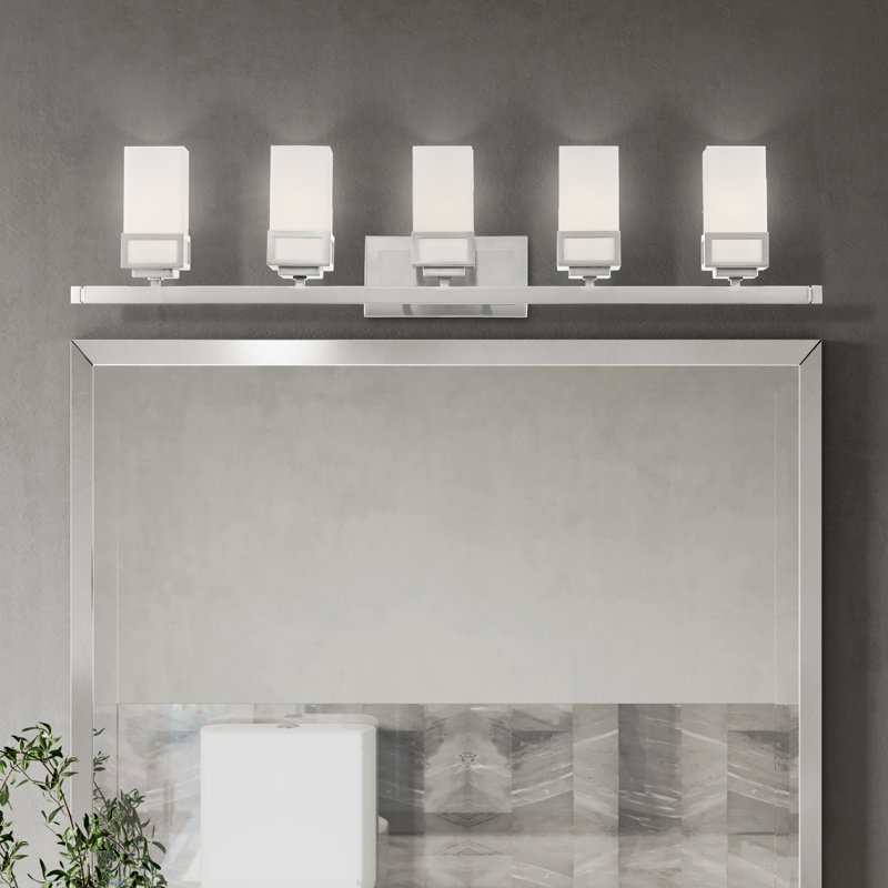 Éclairage de salle de bain à intensité variable 5 lumières Nailwell, Nickel brossé