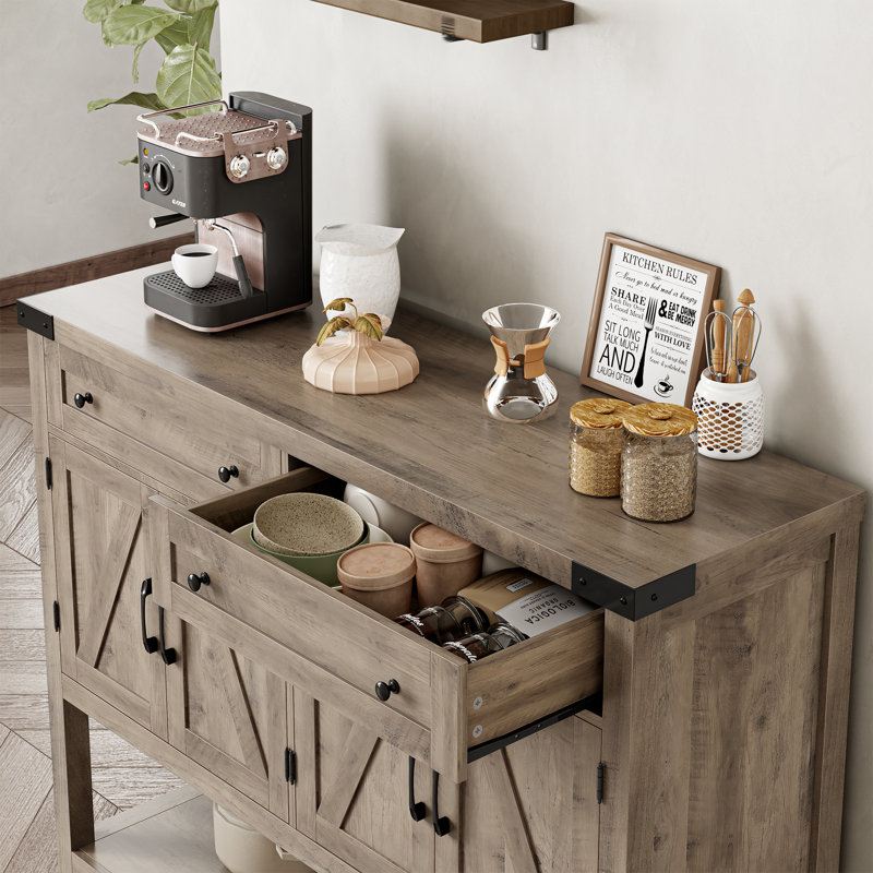 Darius 47.2" Wood Console Table with 2 Drawers, Gray Base/Gray Top