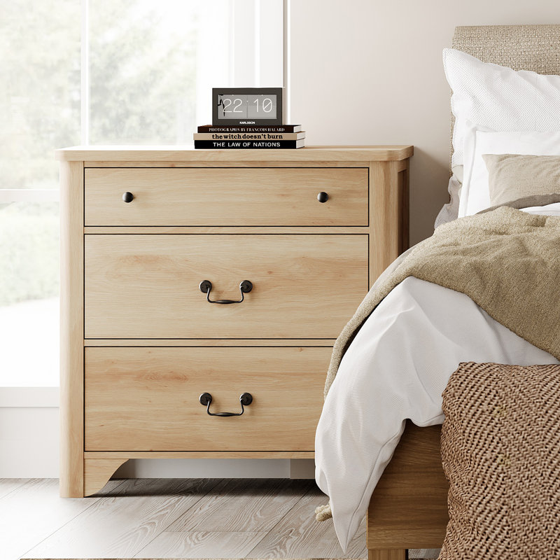 Haikey 31.5" Teen Dresser For Kids Room, 3 Drawer Dresser For Bedroom, Oak
