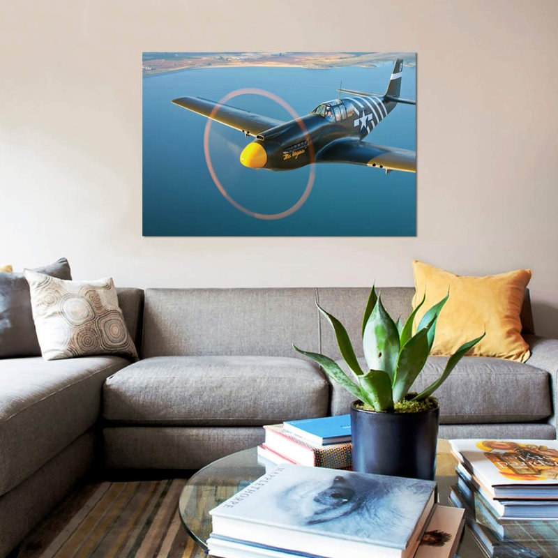 « a p-51a mustang », reproduction de photo sur toile, H 12 po x l 18 po x P 1,5 po