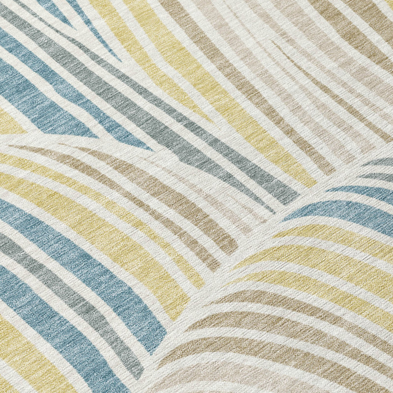 Machine Washable Indoor/Outdoor Chantille ACN2546 Mid-Century Modern Rug, Ivory, 9' x 12'