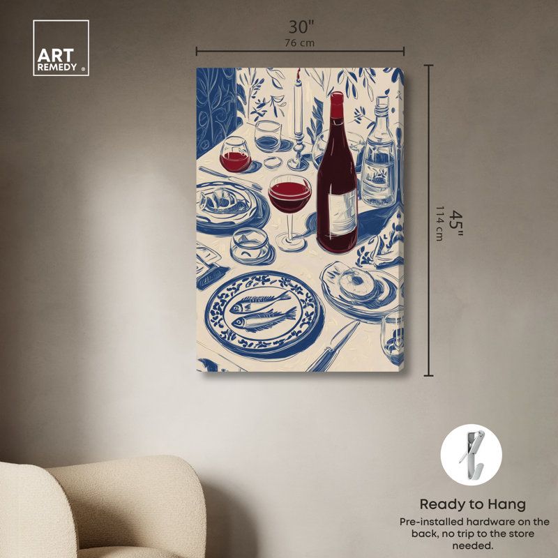 «Dinner I», reproduction d'art sur toile par Art Remedy, tendue avec châssis, 30 x 45, H 45 po x l 30 po, Toile non encadrée