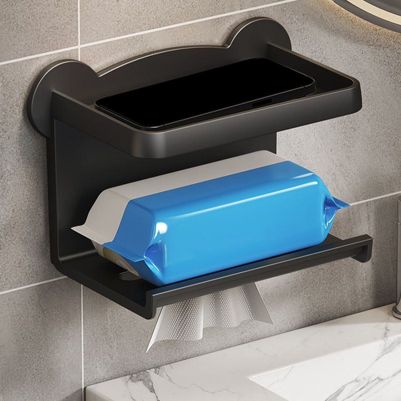 Papier hygiénique sur pied antirouille avec accessoires, Black