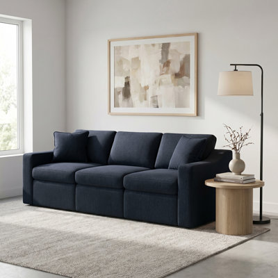 Lockheart 88” 3-Seat Modular Sofa Blue Slope Arm