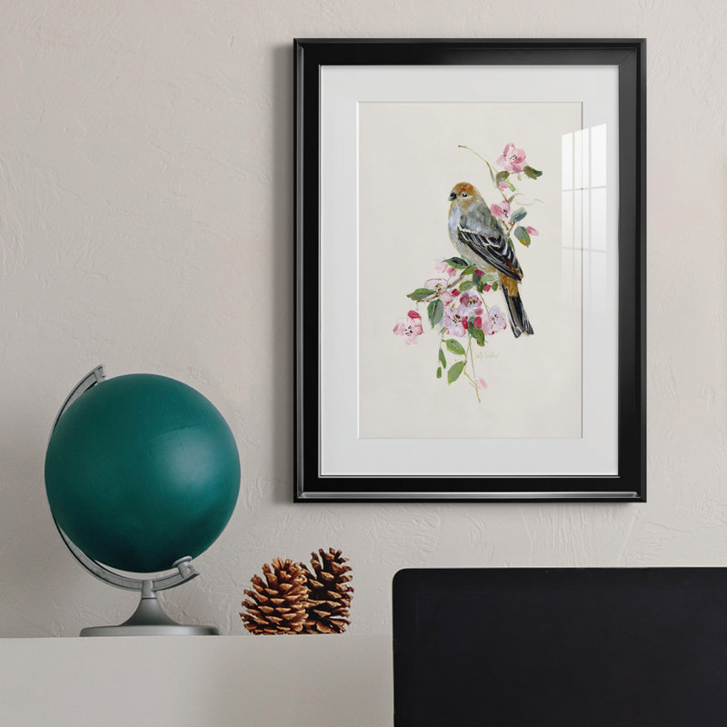 «Spring Song Goldfinch» - peinture encadrée, H 22,5 po x l 30,5 po x P 1,5 po, Noir