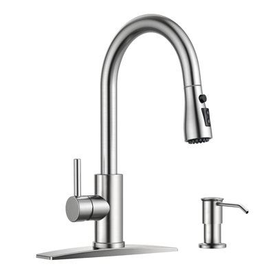 Forious® Ultra Pull Down Single Handle Kitchen Faucet with Soap Dispenser