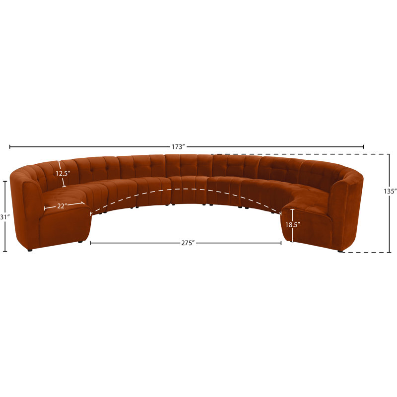Jedson Velvet Sectional Symmetrical, Cognac Velvet