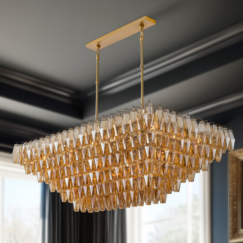 Layered Gold Crystal Chandelier – Multiple Sizes, Adjustable Hanging, E12 Bulbs Included, Elegant Dining & Living Room Lighting