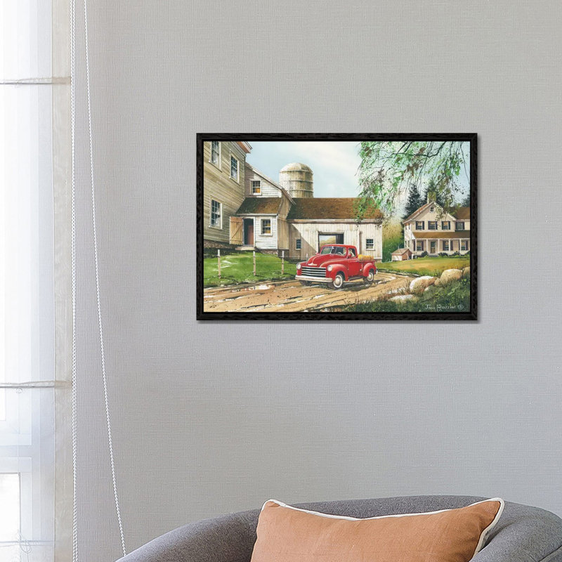 Rural Living by John Rossini - Painting on Canvas, 45.72cm H x 66.04cm W x 3.81cm D, Black Framed