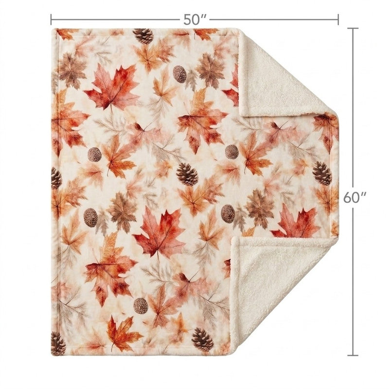 Jeté en flanelle d'automne avec motif de feuille d'automne