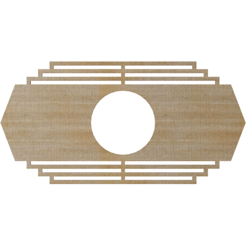 L 16 po x H 8 po x 4 1/4 po x P 3/8 po, médaillon de plafond en bois ajouré Chrysler, panneau de fibres à densité moyenne brut