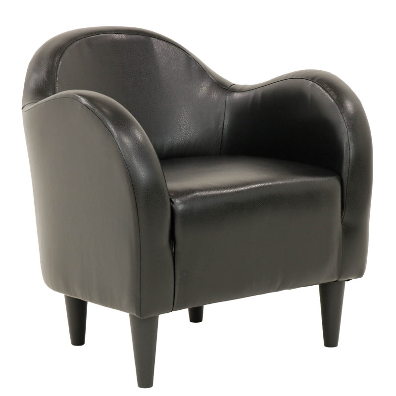 Fauteuil demi-tonneau l 30,5 po Tangier, Similicuir noir