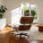 Leather Lounge Chair With Ottoman, Solid Wood Frame, Aluminum Alloy Base-310313417