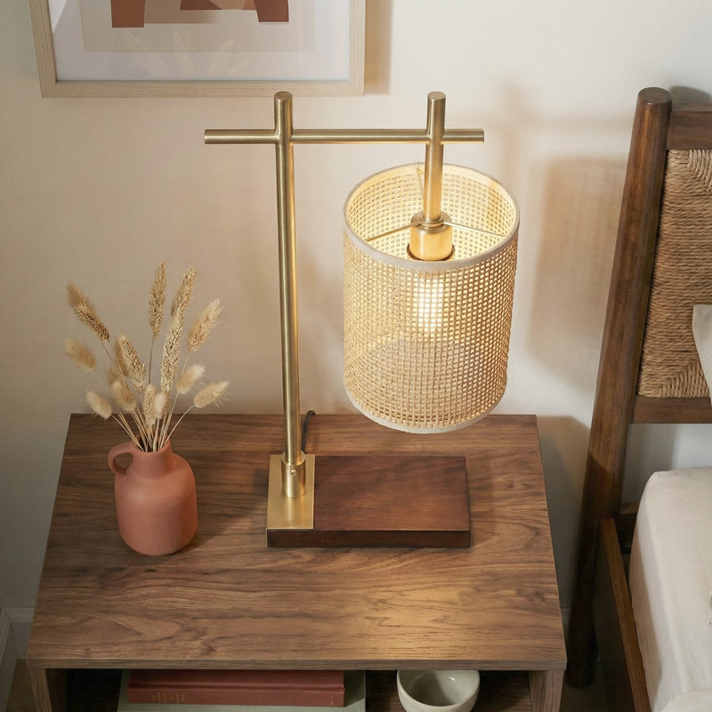 NESTA CYLINDER BAMBOO LAMPSHADE TABLE LAMP