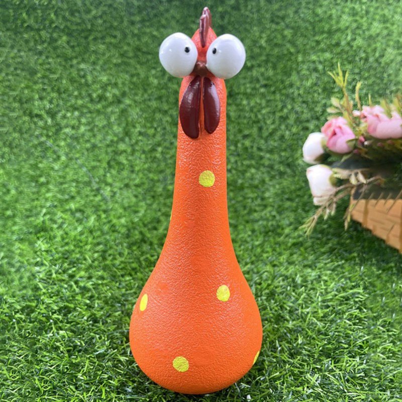 Chicken Statue Silly Chicken Decor Resin Statue Ornaments with Long Neck Handmade Unique Ornament for Home Garden Backyard Decoration