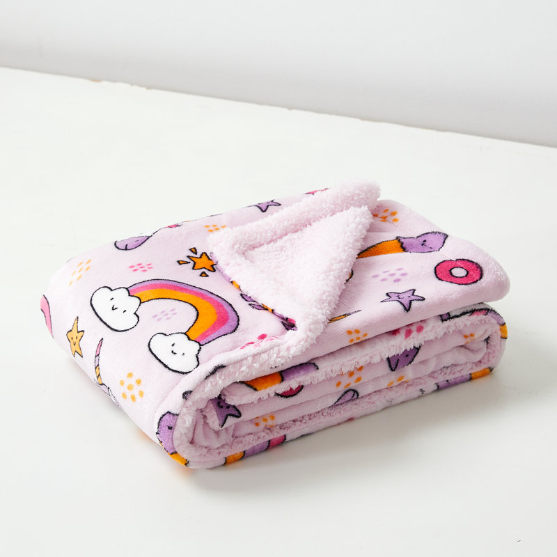 Jeté pour enfant en flanelle douce, réversible et tissée Marina